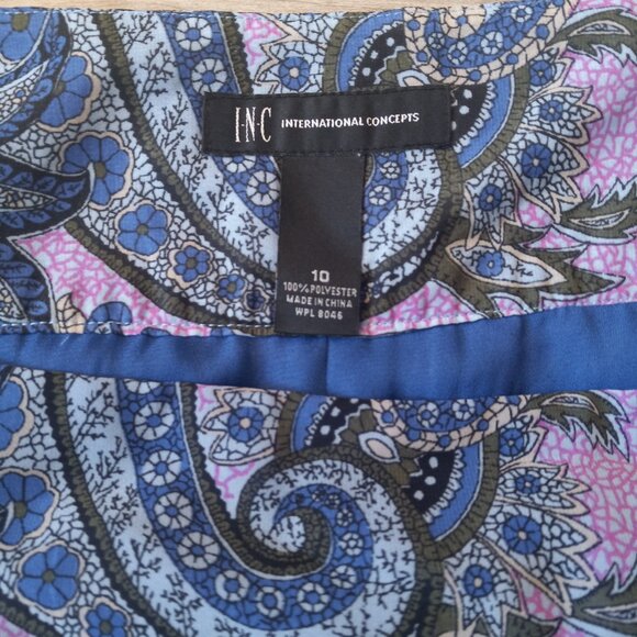 INC International Concepts Paisley Flowy Accordion Skirt Size 10 - Picture 4 of 8